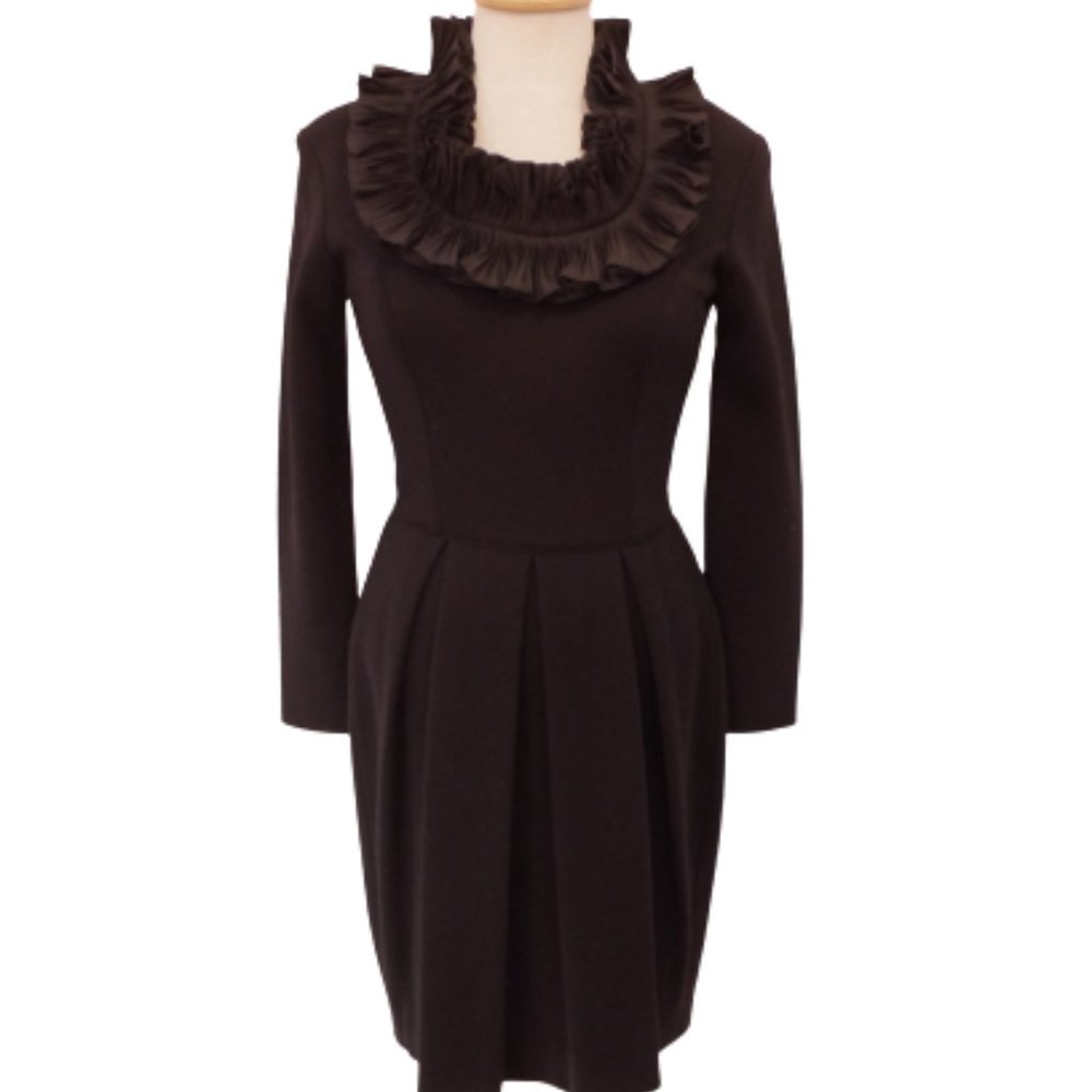 Adrienne Vittadini Vintage Ruffle Neck Wool Dress- Sz. Sm